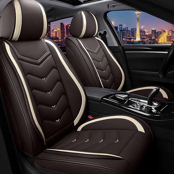 CTDS Car Seat Covers for Chevy Malibu 2000-2026, Stylish Sport Seat Cover, Premium Nappa Leather Car Seat Cover. Automobile Seat Covers Sets.(Standard 2 Seats/Coffee Color)
