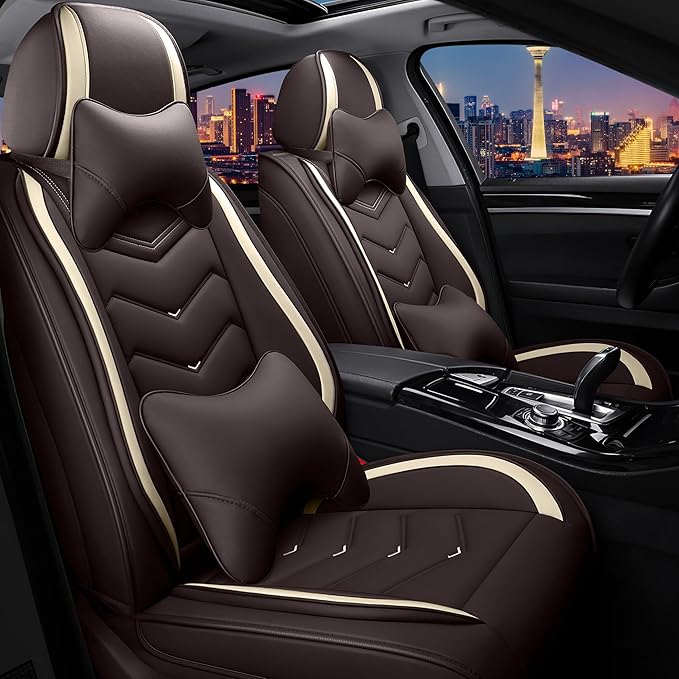 CTDS Car Seat Covers for Mazda CX-5 CX-3 CX-7 CX-9 CX-50 CX-30 CX-70 CX-90 2007-2026, Stylish Sport Seat Cover, Premium Nappa Leather Car Seat Cover.(Luxury 2 Seats/Coffee Color)