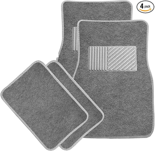Sun Walker 4 PCS Car Floor Mats, Waterproof Anti-Slip Front & Rear Car Carpets with Driver Heel Pad, All Weather Floor Protective Pads Universal for SUVs Trucks Sedans Vans (Gray)