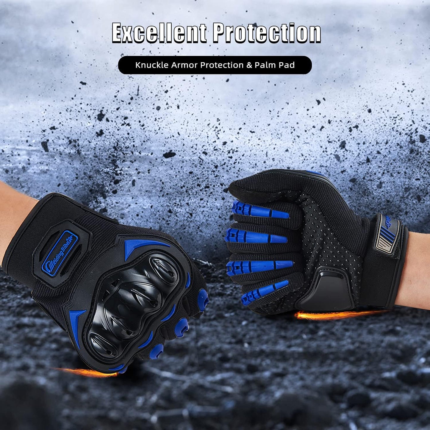 Motorcycle Gloves for Men and Women Full Finger Touchscreen Mountain Dirt Bike Gloves for Powersports BMX ATV MTB Driving Motocross Cycling Gloves(M, Blue)