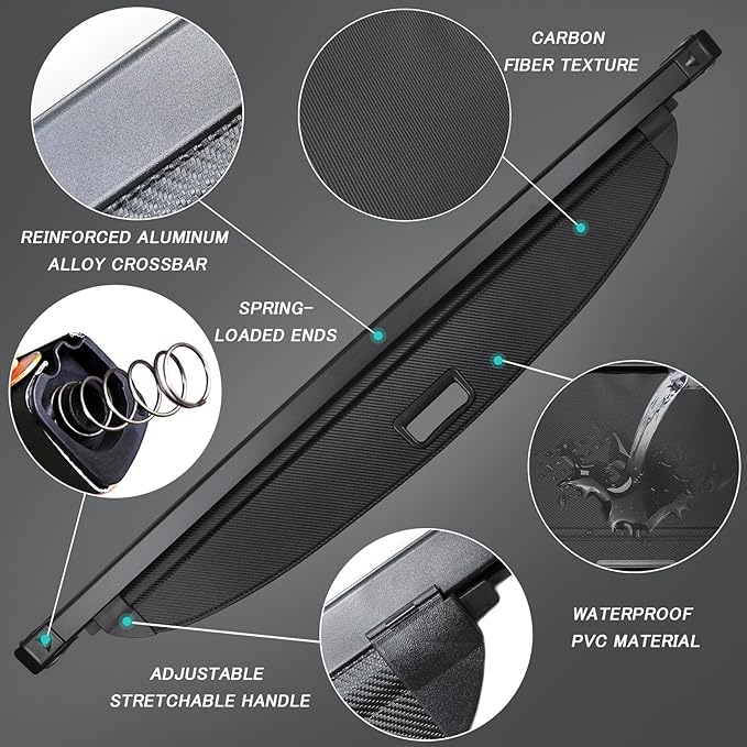 Cargo Cover for BMW X3 2025 2026 Accessories Retractable Trunk Cover Security Shielding Shade Cargo Luggage Cover Trunk Privacy Protection (Carbon Fiber Texture)