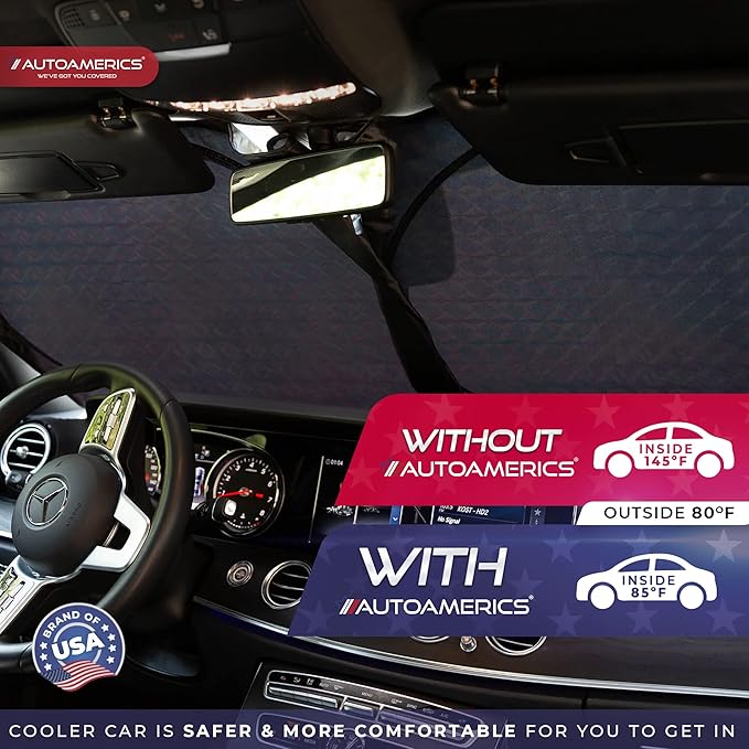 Autoamerics 1-Piece Windshield Sun Shade - Holographic Print Foldable Car Front Window Sunshade for Cars SUV Truck - Heat Blocker Visor Protector Blocks Max UV Rays and Keeps Your Vehicle Cool X-Large