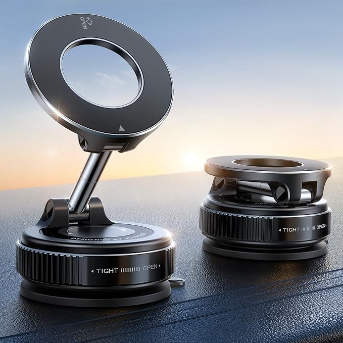 JOYROOM Vacuum Magnetic Phone Holder for Car, Strongest Suction Cup Phone Mount, 360° Adjustable Magsafe Car Mount, Foldable Car Phone Holder for iPhone 17 Pro Max 16 15 14 13 12 Plus/Android