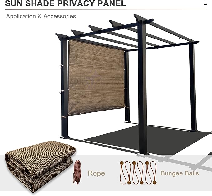 Alion Home Sun Shade Privacy Panel with Grommets and Hems on 4 Sides for Patio, Awning, Window, Pergola or Gazebo - Mocha Brown (8' W x 6' H)