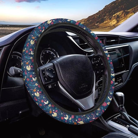 AFPANQZ Cute Polka Chicken Car Steering Wheel Cover Sweat Absorption Safe Driving Anti-Slip Durable Steering Wheel Protection No Smell Fashion Machine Washable Universal Purple
