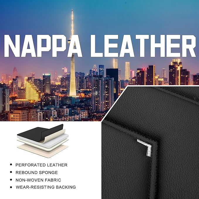 CTDS Car Seat Covers for Chevy Equinox 2005-2026, Stylish Sport Seat Cover, Premium Nappa Leather Car Seat Cover. Automobile Seat Covers Sets.(Luxury 2 Seats/Black White)