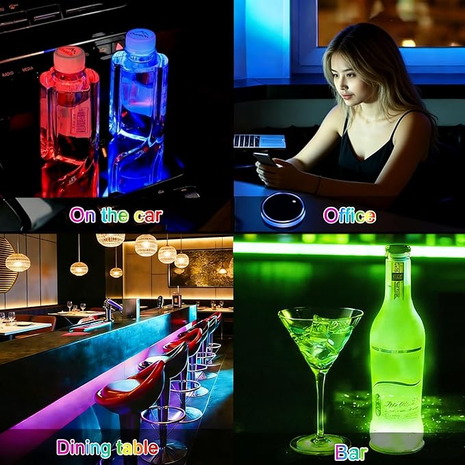 Bigfoot LED Cup Holder Lights for Car,2Pcs LED Light Up Cup Holder Coasters with 7 Colors 3 Modes,Waterproof Interior Atmosphere Lamp,Car Decor Accessories Sasquatch Gifts for Women Men