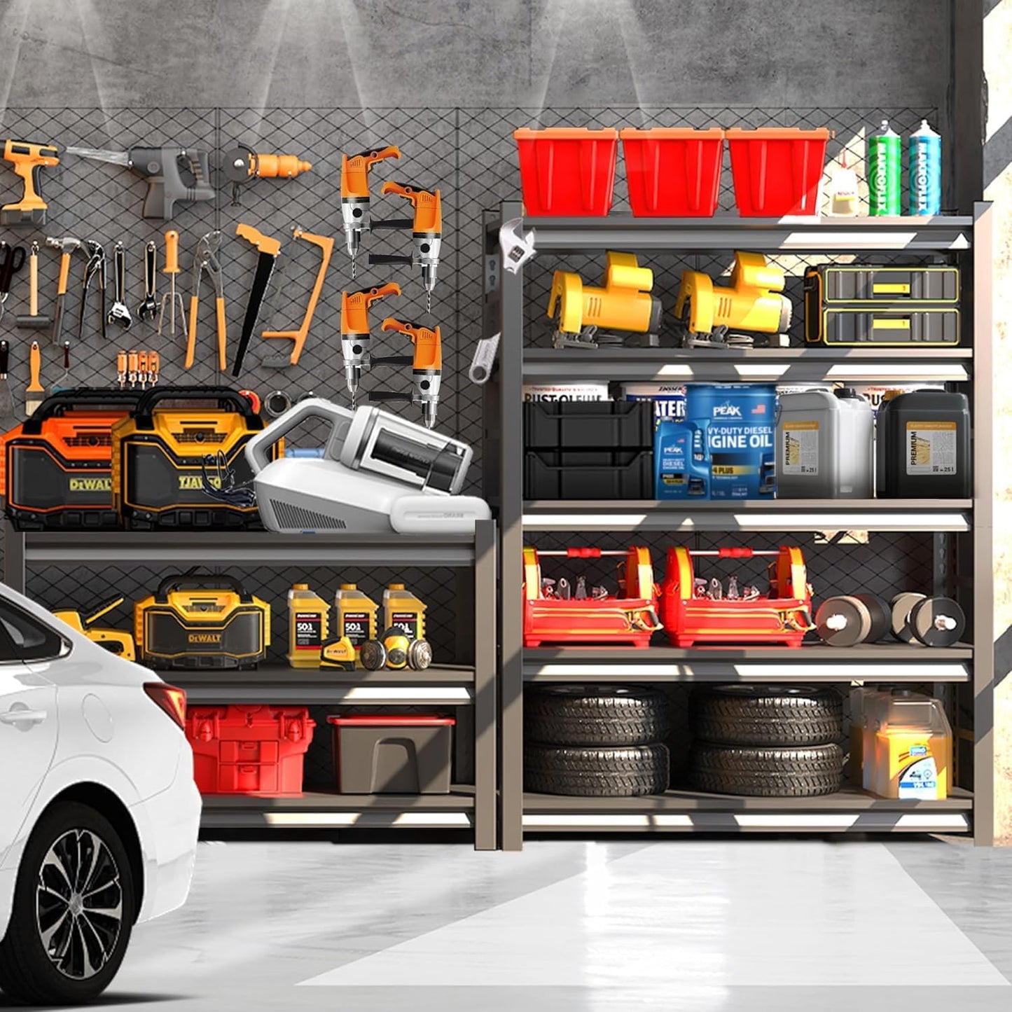 Metal Garage Shelving Unit, Heavy Duty 5-Tier Adjustable Storage Rack, Steel Shelving, 2000 lbs Capacity, Industrial Shelves for Heavy Tools and Equipment (5-Tier 72" H x36 W x 14" D)