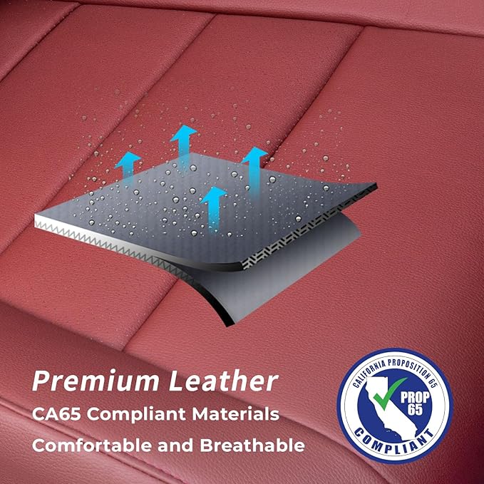 coverdream 2026 Rav4 Seat Covers Custom Fit for 2026 Toyota Rav4 Hybrid (Woodland/Limited) SUV,Full Set Luxury Waterproof Leather Car Seat Protector Wine Red