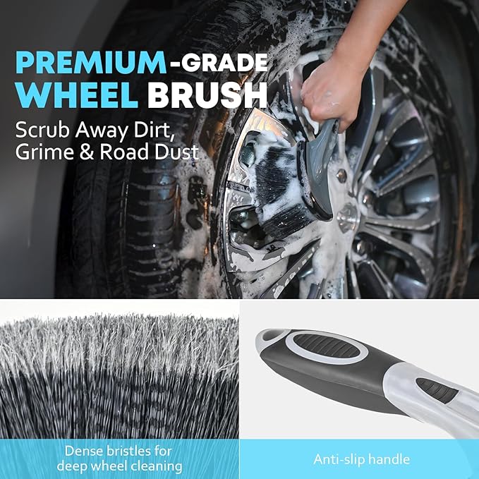 Car Cleaning kit, Car Interior Detailing kit with 10000pa Car Vacuum Cleaner, Wheel Brush, Windshield Cleaner Tool, Microfiber Towel, Wash Mitt, Interior and Exterior Car Wash kit with Bag