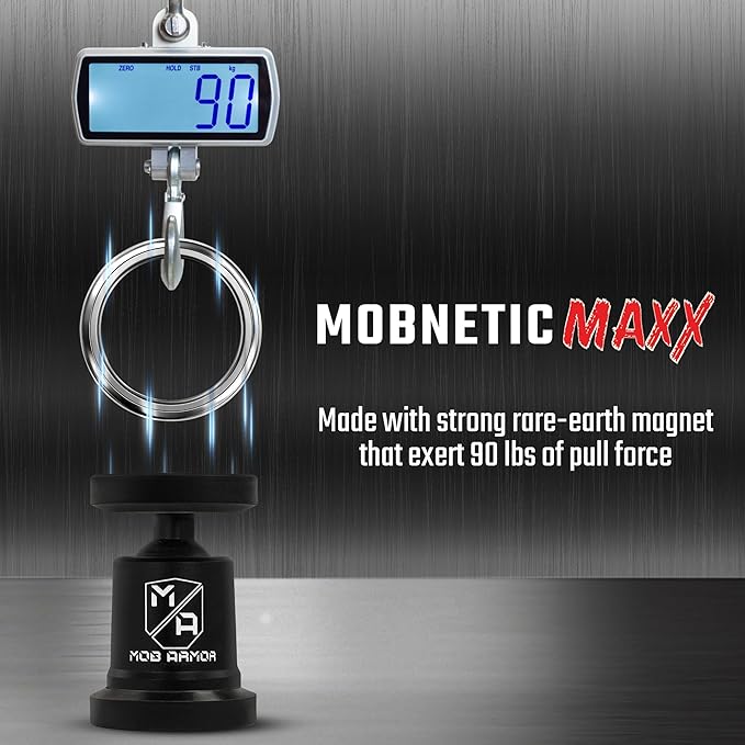 Mob Armor MobNetic Maxx - USA Assembled Magnetic Phone Holder for Car, Magnetic Car Phone Mount, 90-Degree Tilt, 360-Degree Rotation, Aluminum Metal, Compatible with iPhone & Android - Black Chrome