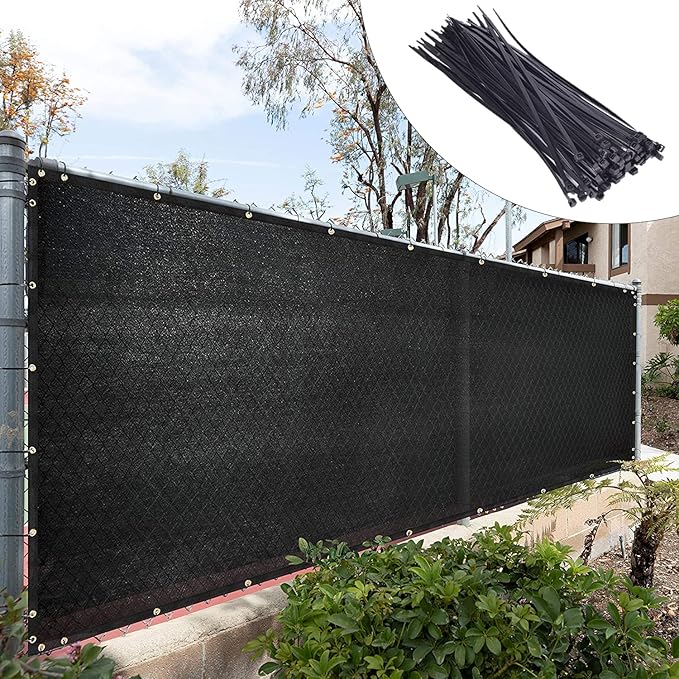 Royal Shade 5' x 10' Black Fence Privacy Screen Windscreen Cover Netting Mesh Fabric Cloth - Cable Zip Ties Included (We Make Custom Size)