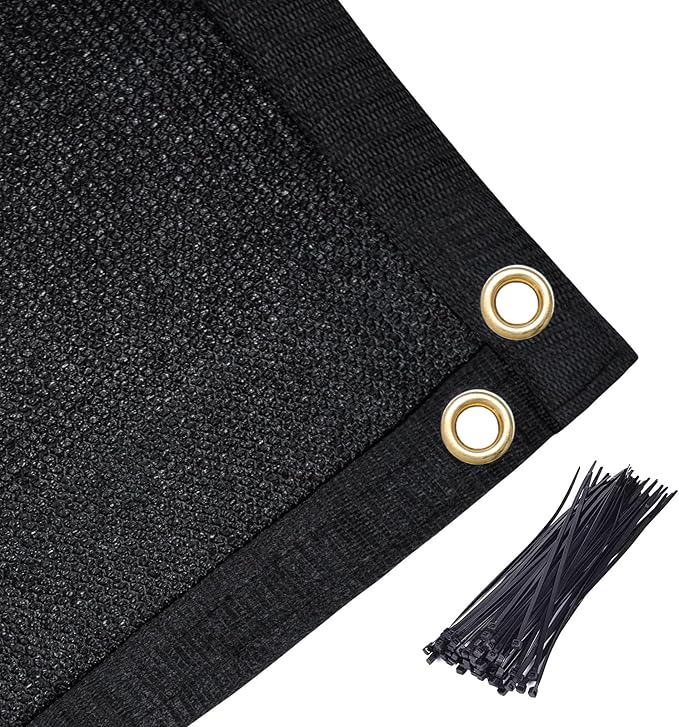 Amagenix 90% Shade Fabric 12'X 12' Black Sun Shade Cloth with Grommets for Pergola Replacement Shade Cover Canopy, Heavy Duty, Cable Zip Ties Included (We Customized)