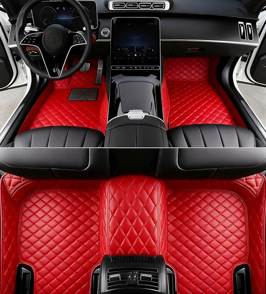 Custome Car Mats Accessories All Weather Floor mats Compatible with Automotive Floor Mats Passenger car mats (Red)
