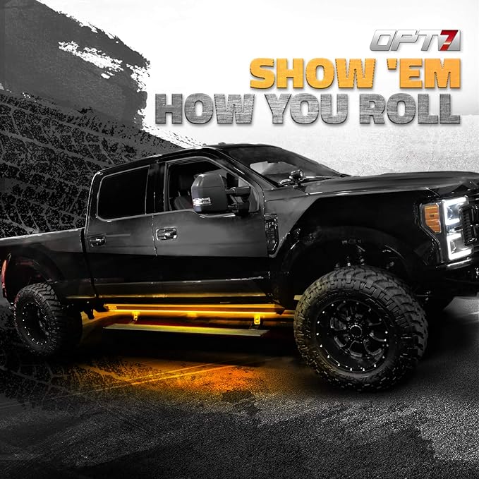 OPT7 Sidekick 78" Running Board Lights 2PCS LED Strips w/Amber Turn Signal Side Marker, DRL, White Courtesy Light for Extended Crew Cab Trucks Pickup Trailer - Truck Decorations