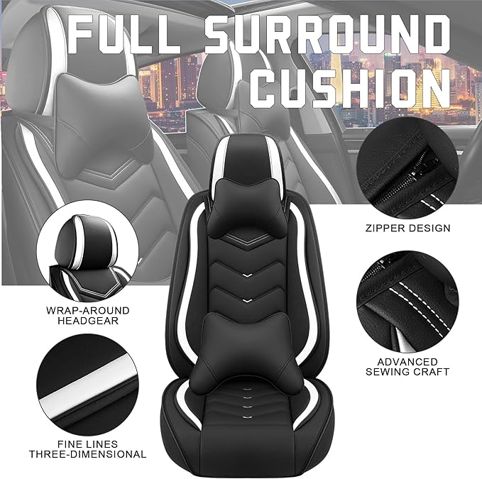 CTDS Car Seat Covers for Mazda CX-5 CX-3 CX-7 CX-9 CX-50 CX-30 CX-70 CX-90 2007-2026, Stylish Sport Seat Cover, Premium Nappa Leather Car Seat Cover.(Luxury 5 Seats/Black White)