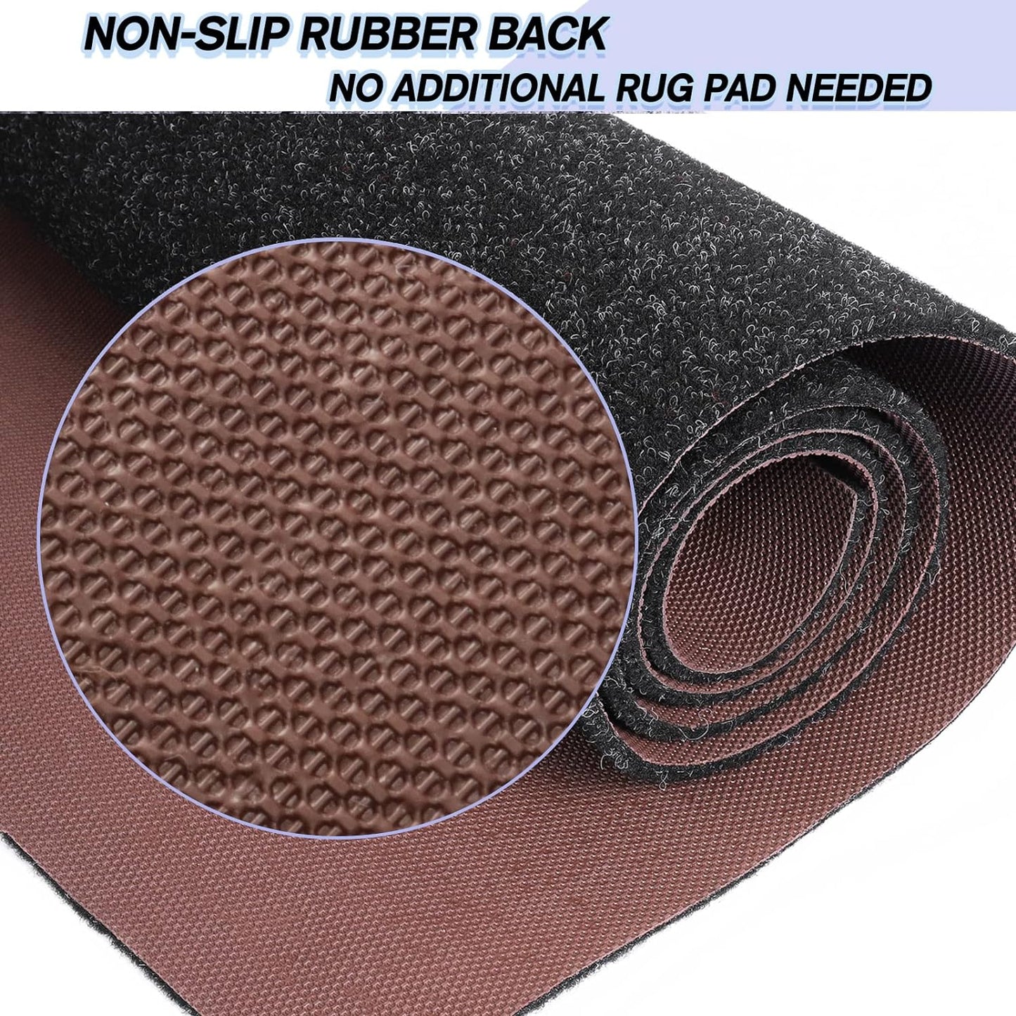 Custom Size Backed Non-Slip Area Rugs Runner, Easy Clean, Waterproof Runner Rugs for Hallway Entryway, Kitchen, Laundry, 2FT x 72FT, Black