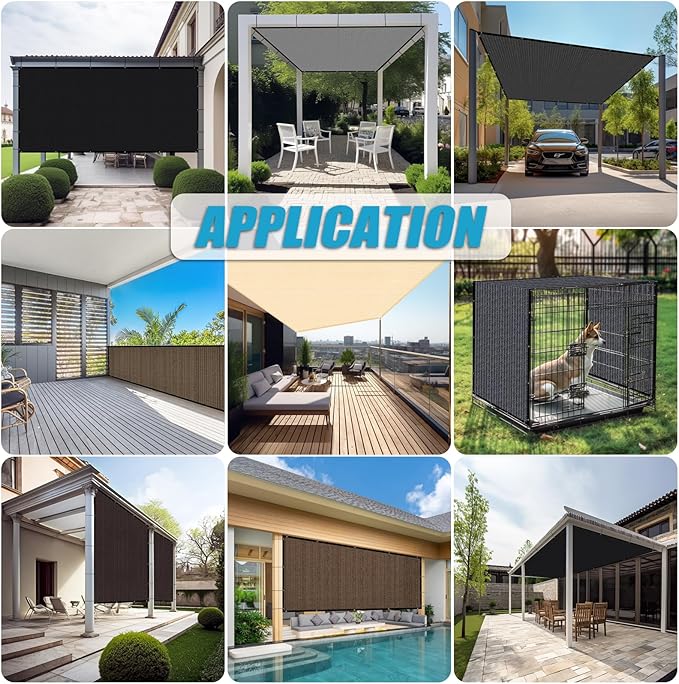 Amagenix 90% Shade Fabric 5'X 8' Mocha Sun Shade Cloth with Grommets for Pergola Replacement Shade Cover Canopy, Heavy Duty, Cable Zip Ties Included (We Customized)
