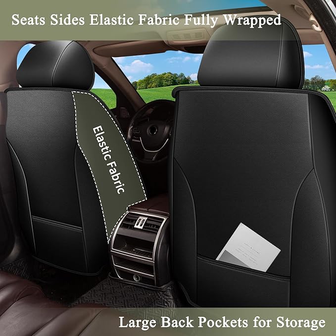 Car Seat Covers Front Pair for Toyota Venza 2009-2021: Breathable Perforated Leather Seat Cover (Black & Grey)