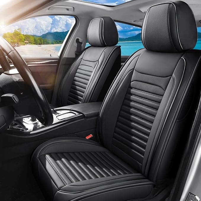 Car Seat Covers Full Set Fit for Toyota 4Runner 2001-2026, Premium Faux Leather Car Seat Protectors,Breathable Anti-Slip Full Wrapping Edge Seat Covers(Black,Full Set)