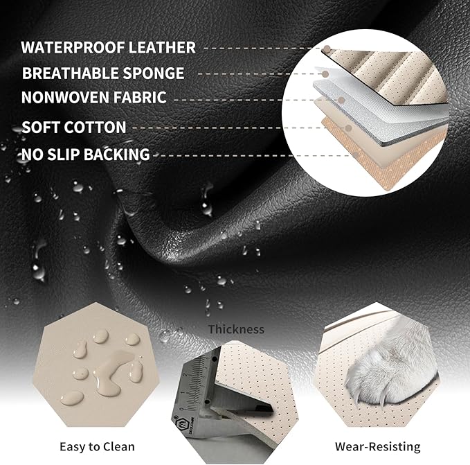 Front Seat Covers Fit for Toyota Camry 2001-2026, Car Seat Covers Front Seats, Breathable Faux Leather Automotive Seat Covers Front Pair Anti-Slip Seat Cover(Beige, Front)