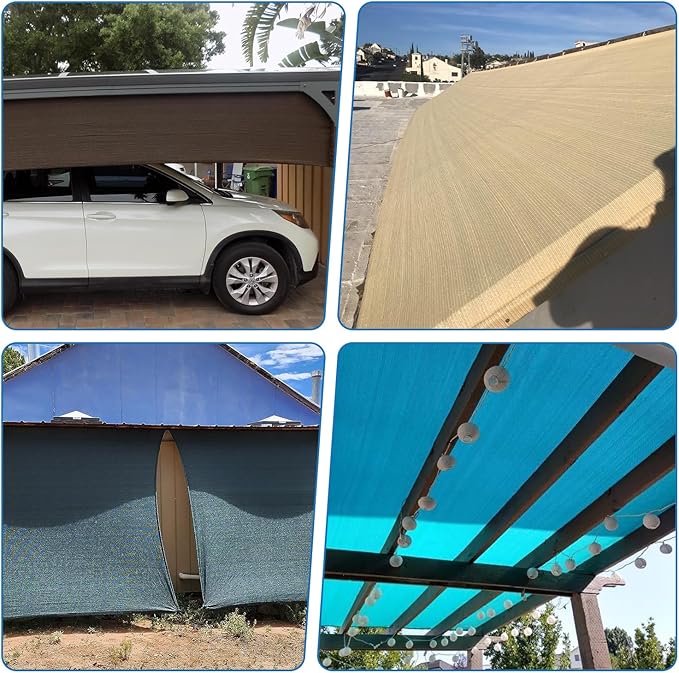 TANG Sun Shade Fabric Roll 8'x89' Shade Cloth for Garden Beige HDPE Mesh Shading Pergola Cover Replacement Canopy, 95% Blockage Sunshades for Outdoor Patio Backyard Plant
