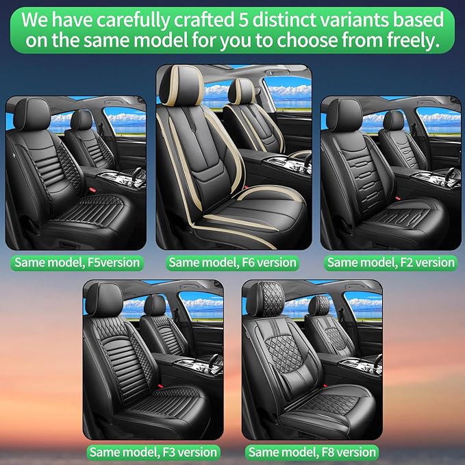 Fit Fj Cruiser Car Seat Covers for Toyota Fj Cruiser 2007-2013 2014 -Upgraded Premium Waterproof & Breathable Leather,Airbag Compatible,All-Weather Seat Cushion Protector,Full Set,Black-Beige