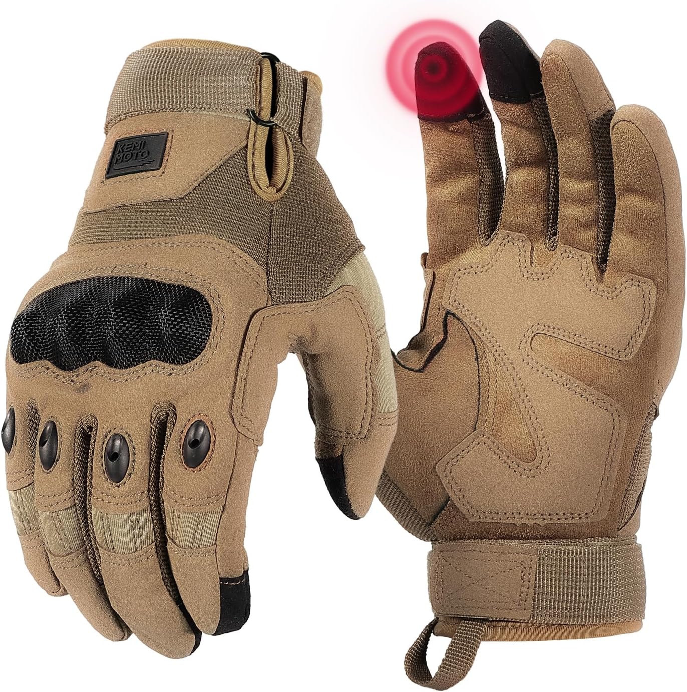KEMIMOTO Tactical Gloves for Men, Touchscreen Motorcycle Gloves with Hard Shell & Palm Padding for Sports Motorcycle Cycling Tactical Airsoft Paintball Hunting Hiking Camping Climbing