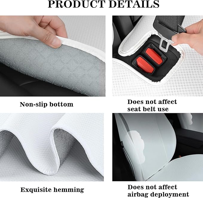 Front Car Seat Covers for Tesla Model Y Model S Model X Model 3 2017-2026 Breathable Interior Seat Cushion Protector All Season Protection (Without Logo)