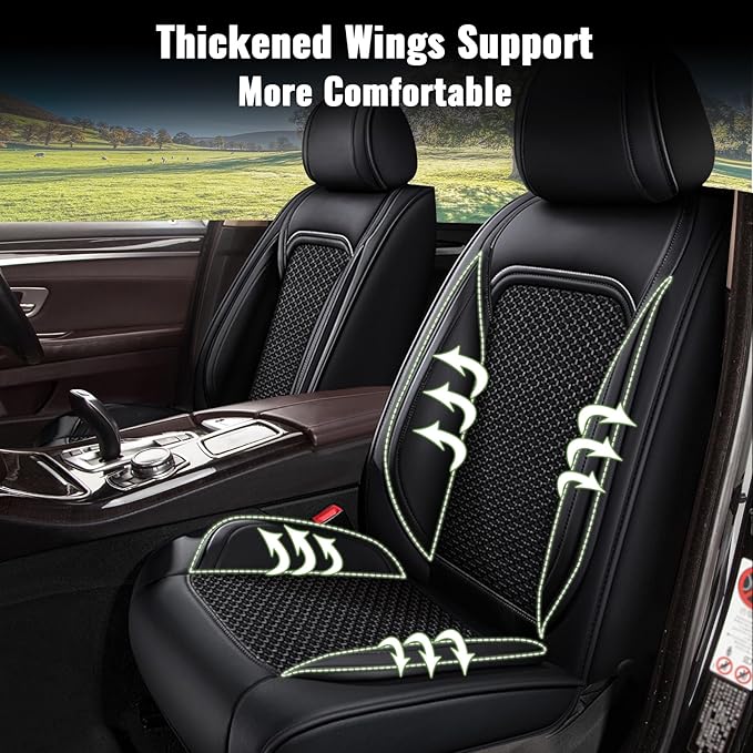 Full Set Car Seat Covers for Honda CR-V 2015-2025 2026 - Breathable Cool Ice Silk Leather - 5 Seats for Honda CRV Accessories - Black