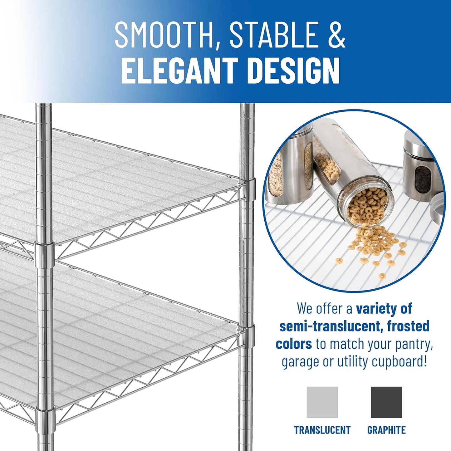 Sterling Shelf Liners for Wire Shelf System - Plastic Wire Shelving Shelf Mats - Clear, 24x48 Inch 4pcs