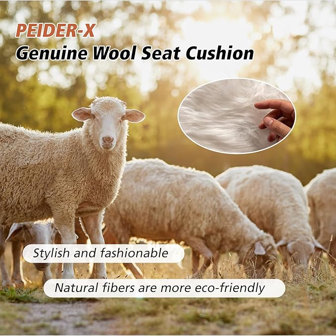 Genuine Wool Car Seat Cushion, Australian Soft Wool Auto Seat Pad Breathable and Sweat-Wicking Comfort Warm Universal Fit, 19.7''x19.7'' for Car Seats, Office Chairs, Home (White)