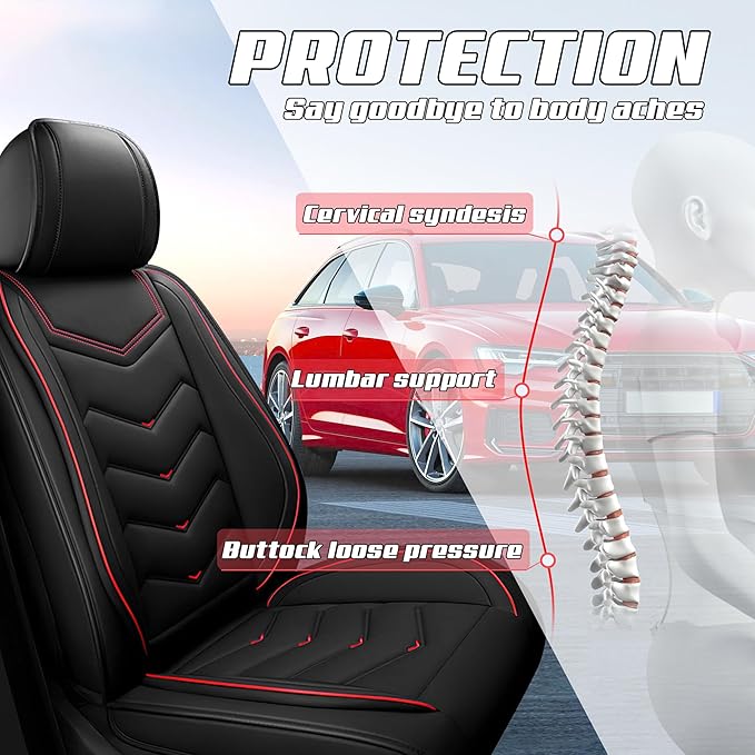 Car Seat Covers Fit for Toyota rav4 2000-2026, Stylish Sport Seat Covers, Waterproof Wear-Resistant Premium Nappa Leather Car Seat Cover.(2 Pcs Front/Black)
