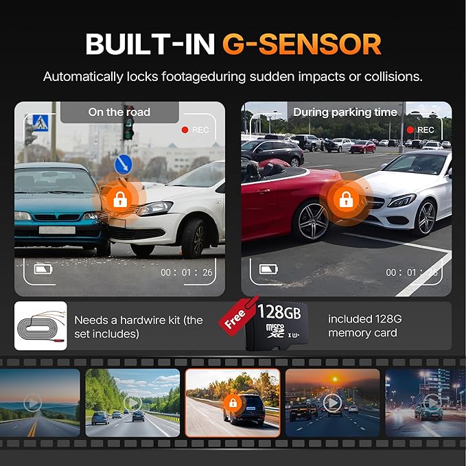 Ford F150 Front 4K & Rear 1080P Dash Cam for 2013-2026 F250/F350/F450 Super Duty 2015-2026 XLT Lariat King Ranch Raptor,G-Senson,OEM Look,Free App & 5G WiFi,128GB Card