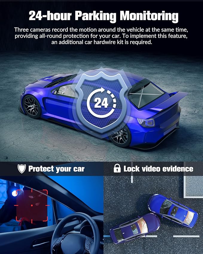 Dash Camera for Cars,4K Full UHD Car Camera Front Rear with 32GB Card,Built-in Super Night Vision,2.0'' IPS Screen,170°Wide Angle,WDR, 24H Parking Mode, Loop Recording