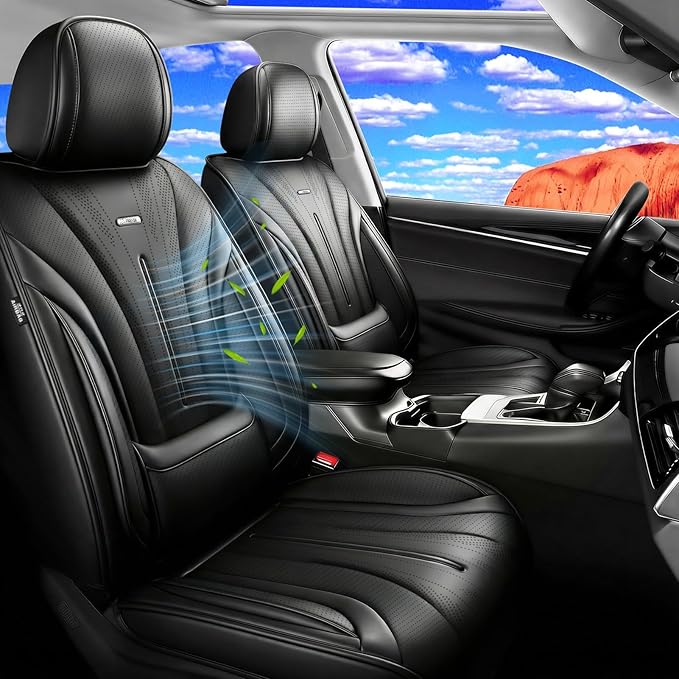Fit CX-3 Car Seat Covers for Select Mazda CX3 2016-2024, Premium Full Coverage Leather, Airbag Compatible & Scratch-Resistant, Waterproof All Weather Seat Protector, Full Set, Black