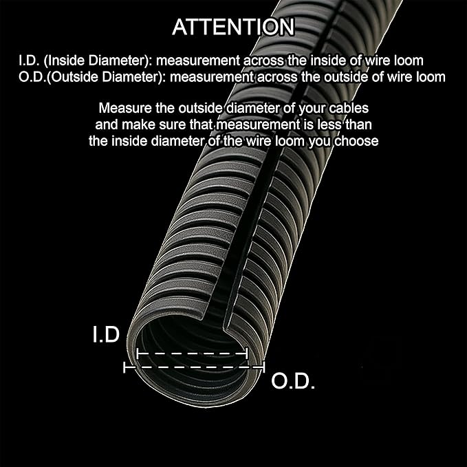 Electriduct Split Wire Loom Tubing Polyethylene Corrugated Flexible Conduit - 1/4" Nominal Size - 1000 Feet - Red