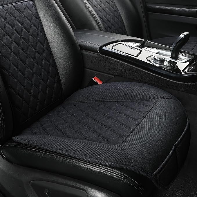 West Llama Linen Car Seat Covers-Breathable & Soft-Front Car Seat Protector Universal Fit 90% Cars,SUVs,Trucks,Diamond Pattern-1Pair,Black