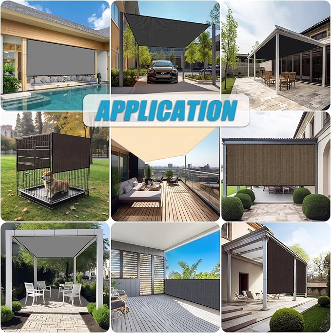 Amagenix 90% Pergola Shade Cover 11'X 14' Dark Gray Sun Shade Cloth with Grommets for Outdoor Garden Patio Porch-Commercial Grade 200 GSM-Cable Zip Ties Included (We Customized)