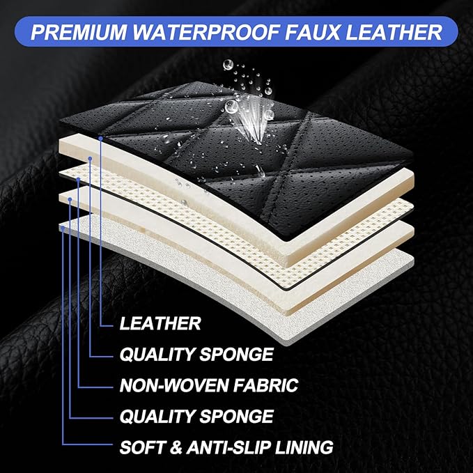 Fit RDX Car Seat Covers for Acura RDX 2010-2025 2026 - Premium Leather, Waterproof, All-Weather, Airbag Compatible, Anti-Slip, Breathable, Easy Install, Seat Protectors, Full Set, Redline