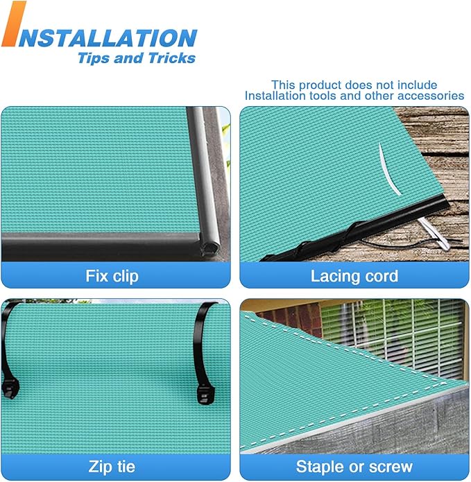 TANG Sun Shade Fabric Roll 8'x63' Shade Cloth for Garden Turquoise Green HDPE Mesh Shading Pergola Cover Replacement Canopy, 95% Blockage Sunshades for Outdoor Patio Backyard Plant