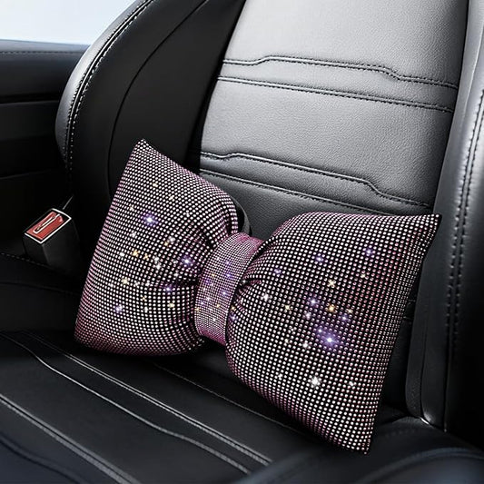 surpassme Rhinestone Lumbar Support Pillow for Car, Bling Back Support Pillow/Cushion Car Accessories for Women(Pink)