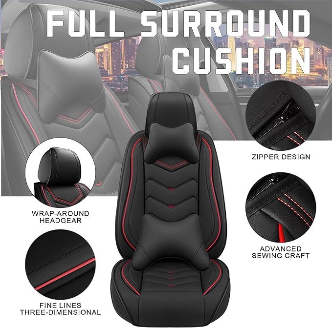 CTDS Car Seat Covers for Jeep Grand Cherokee L 2021-2026, Stylish Sport Seat Cover, Premium Nappa Leather Car Seat Cover. Automobile Seat Covers Sets.(Luxury 5 Seats/Black)