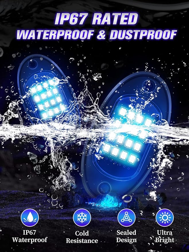 10 Pods RGB LED Rock Lights with APP/RF Remote Control High Brights Waterproof Underglow Multicolor Zone Neon Exterior Rock Lights for 12V Trucks Jeep UTV ATV RZR Offroad Pickup SUV Accessory