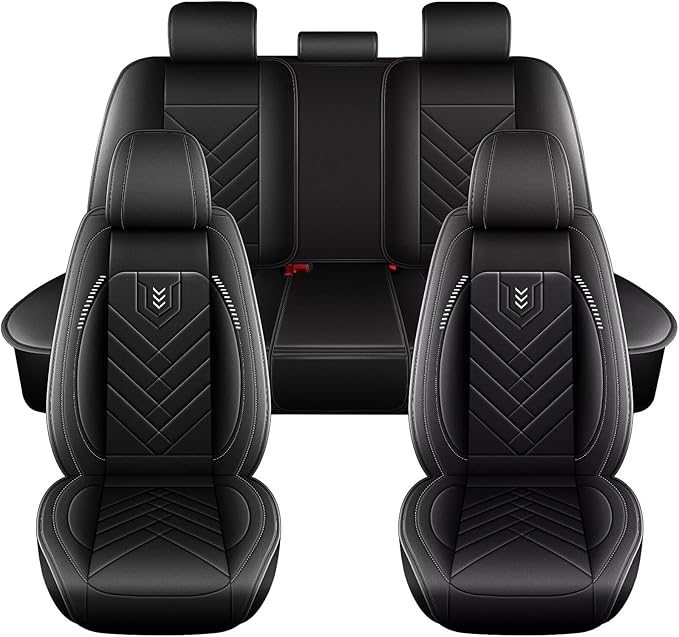 AOMSAZTO Car Seat Covers Fit for Acura TSX 2009-2014: Full Set Premium Seat Covers Waterproof Leather Automotive Seat Cushion Protector Compatible with Airbag(5 Seats, Black)