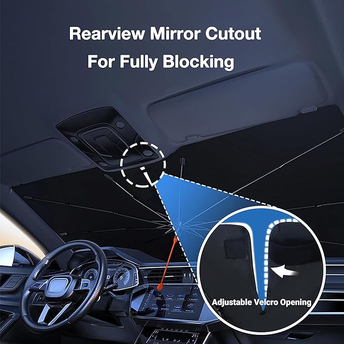 CHILL·TEK Funny Animal Car Windshield Sun Shade Umbrella, Frog Driving Car Sun Shade Umbrella, Block UV Rays Heat Foldable Windshield Umbrella Sun Visor Protector - Keep Vehicle Cool for Cars SUV