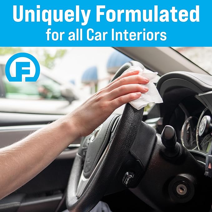 Fortress Car Interior Wipes with Microfiber Cloth (25 ct, Pack of 25) for Car Interior Cleaning, Dashboard, Seats, Detailing, and Steering Wheel [Travel Size] Skin-Safe Car Interior Cleaner Supplies