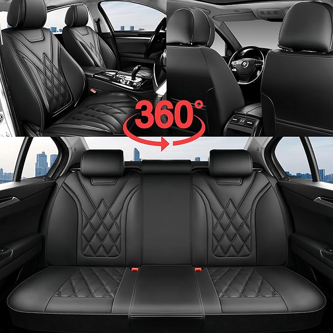 Fit RDX Car Seat Covers for Acura RDX 2010-2025 2026 - Premium Leather, Waterproof, All-Weather, Airbag Compatible, Anti-Slip, Breathable, Easy Install, Seat Protectors, Full Set, Black