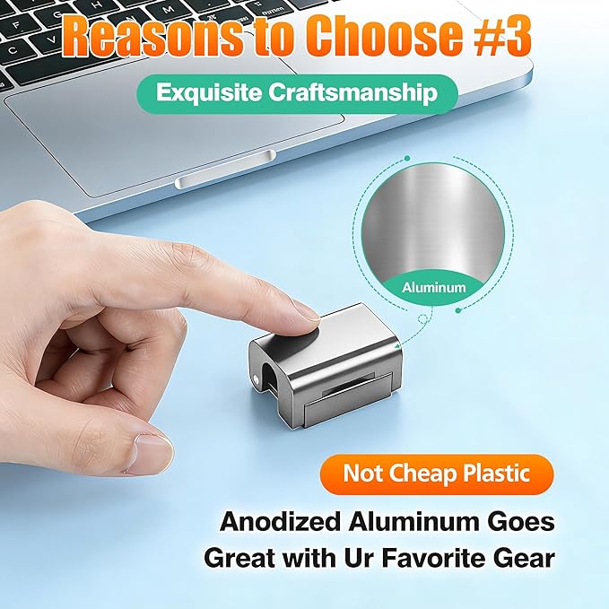 AGVEE 6 Pack Magnetic Cord Organizer Clips, 10mm Ultra-Thin Aluminum Cable Management Holder, 2 Pairs of Strong Magnets Keeper for Home Desk Office Gadgets Accessories, Residue-Free Tape, Silver