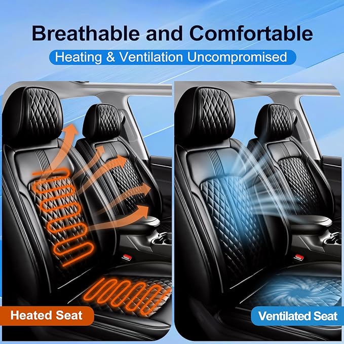 Fit CX-3 Car Seat Covers for Select Mazda CX3 2016-2024, Premium Full Coverage Leather, Airbag Compatible & Scratch-Resistant, Waterproof All Weather Seat Protector, Full Set, Black